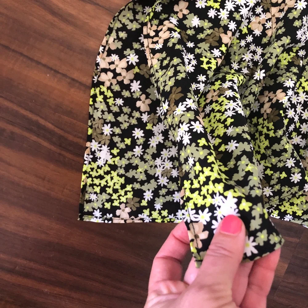 New Michael Kors Blouse Top Cold-Shoulder Handkerchief-Hem Floral
